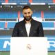 Karim Benzema a búcsúbeszéde közben.