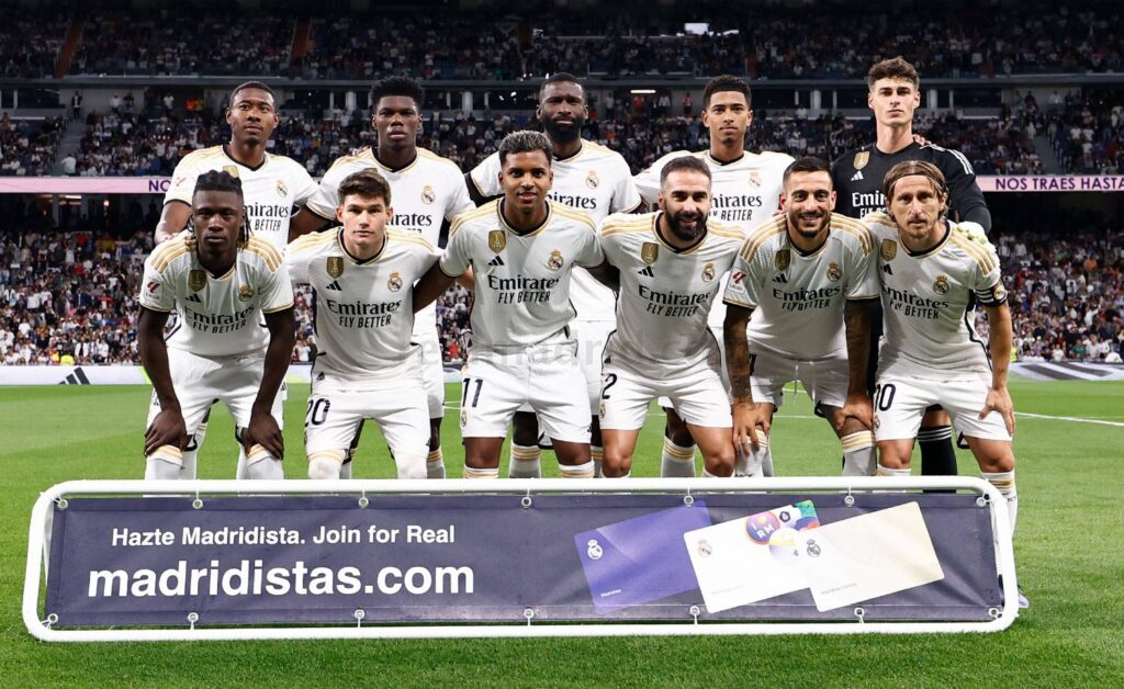 A Real Madrid - Getafe mérkőzés előtti csapatfotó (forrás: realmadrid.com)