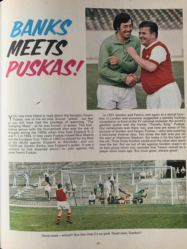 Puskás Ferenc és Gordon Banks a Highbury-ben