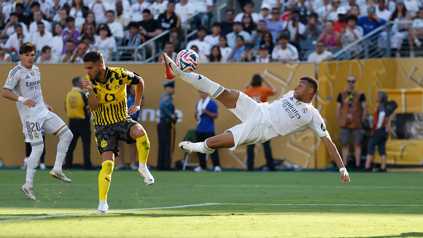 Mbappé emlékezetes gólja a Dortmund ellen (kép: realmadrid.com)