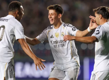 Kylian Mbappé, Arda Güler és Brahim Díaz (kép: realmadrid.com)