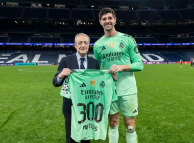 Florentino Pérez és Thibaut Courtois