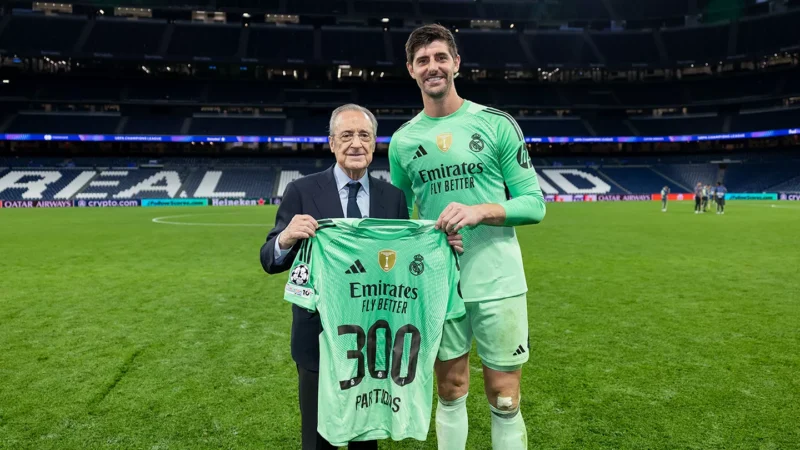Florentino Pérez és Thibaut Courtois