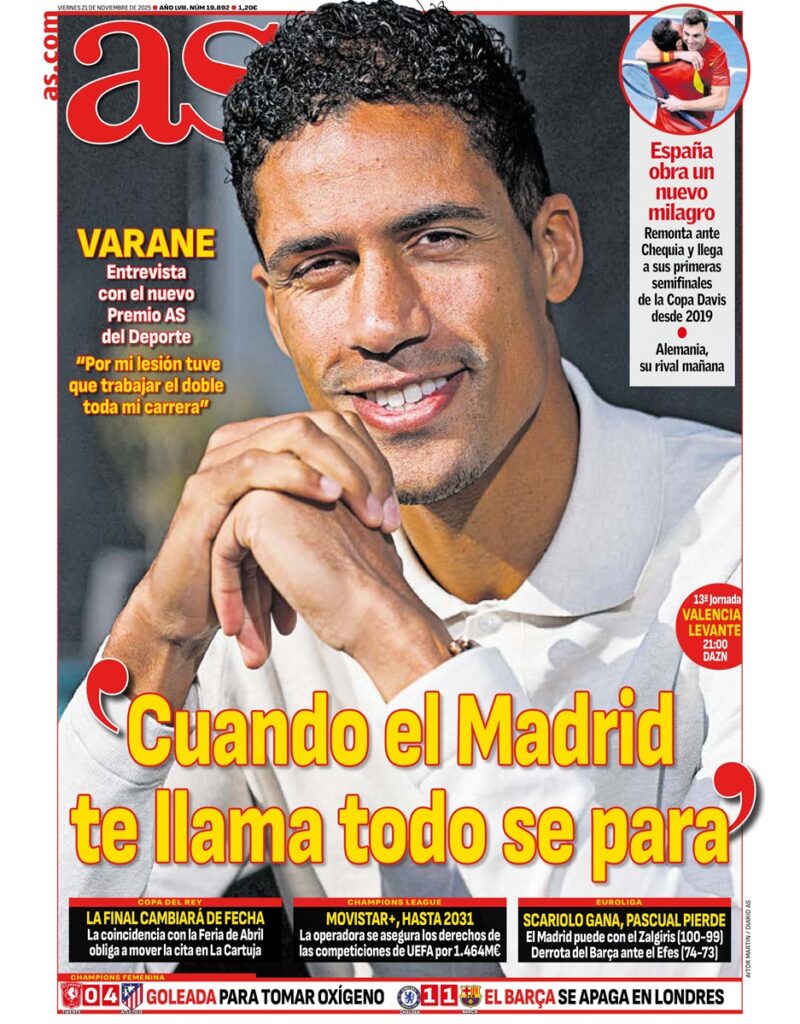 Varane (forrás: AS címlap, X.com, AS)
