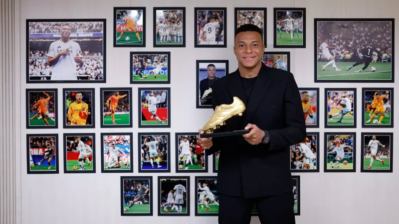 Kylian Mbappé aranycipős (kép: realmadrid.com)
