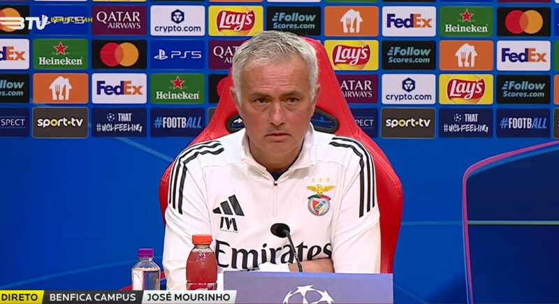 José Mourinho (forrás: youtube video screenshot, Sport Lisboa e Benfica)