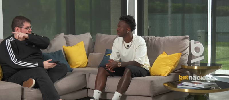 CazéTV interjú Vinícius Jr-ral (forrás: www.youtube.com/@CazeTV)