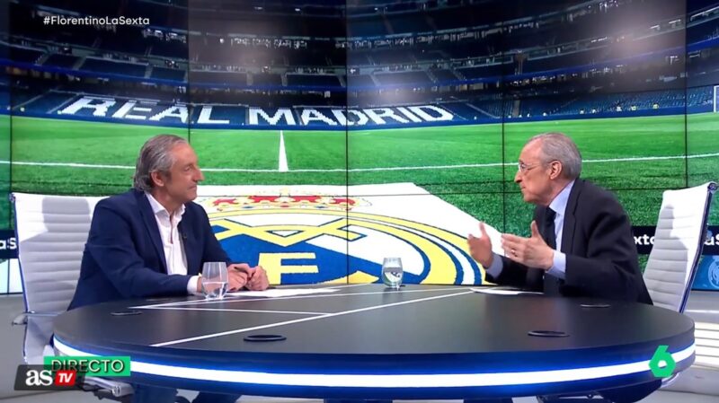 Josep Pedrerol és Florentino Pérez (video screenshot, AS TV)