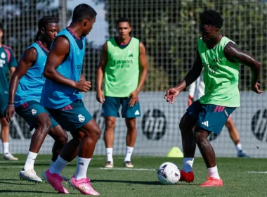 Vinícius Jr. edzés közben (forrás: realmadrid.com)
